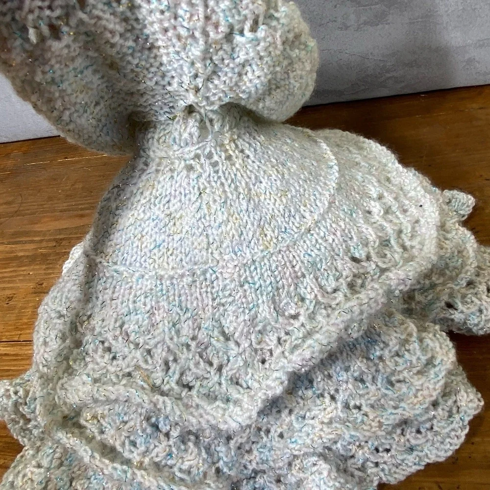 Vintage Barbie OOAK Handmade White Knit Crochet Ballgown Dress Petticoat 11 in